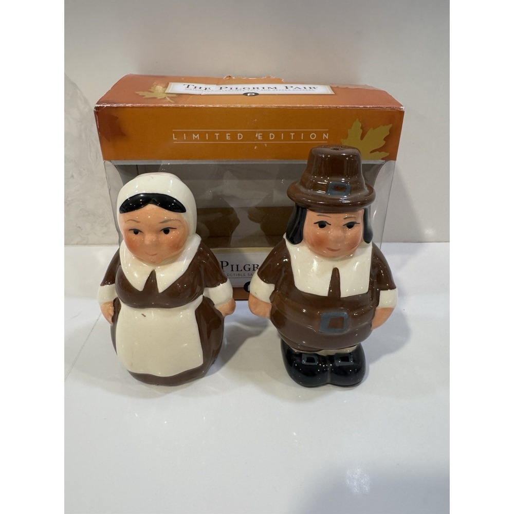 The Pilgrim Pair Limited Edition Salt & Pepper Shakers Publix Collectible W Box